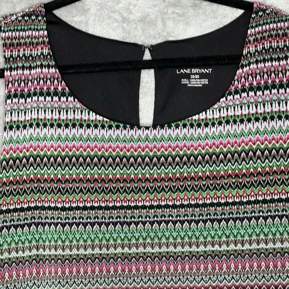Lane Bryant 18 20 1X Shirt Top Green Pink Striped Sleeveless Scoop Neck Womens - Picture 6 of 7